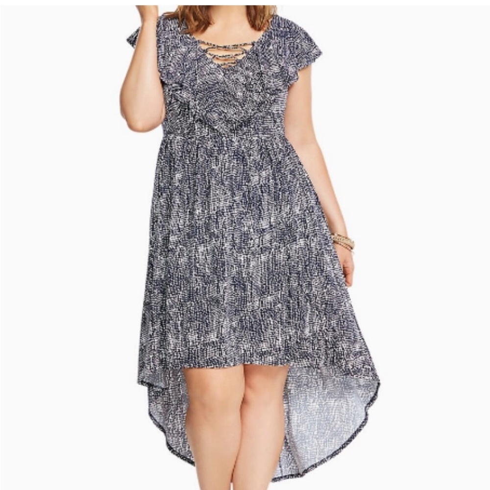 Torrid navy blue and white abstract polka dot dress 2X 18/20 plus size